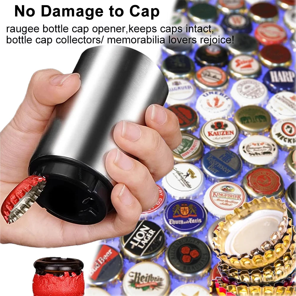 Magnetic Automatic Beer Bottle Opener Portable Push Down Beer Corkscrew Quick Bottle Cap Opener for Bars Home Beer Bottle Opener