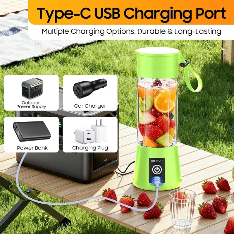 380ml Household Juice Mixer Mini Electric Juicer USB Rechargeable Smoothie Smoothie Shake Mixer Outdoor Picnic Portable Juicer