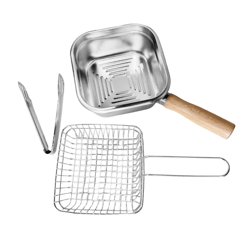Small Deep Fryer Pot Portable Multipurpose 2500ml Comfortable Handle Stainless Steel Cooking Pot for Stock Chicken Fries