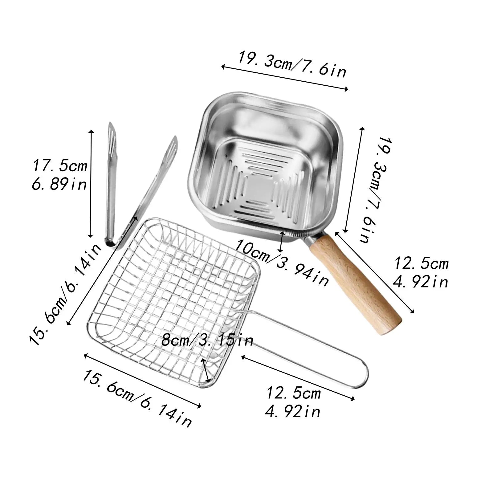 Small Deep Fryer Pot Portable Multipurpose 2500ml Comfortable Handle Stainless Steel Cooking Pot for Stock Chicken Fries