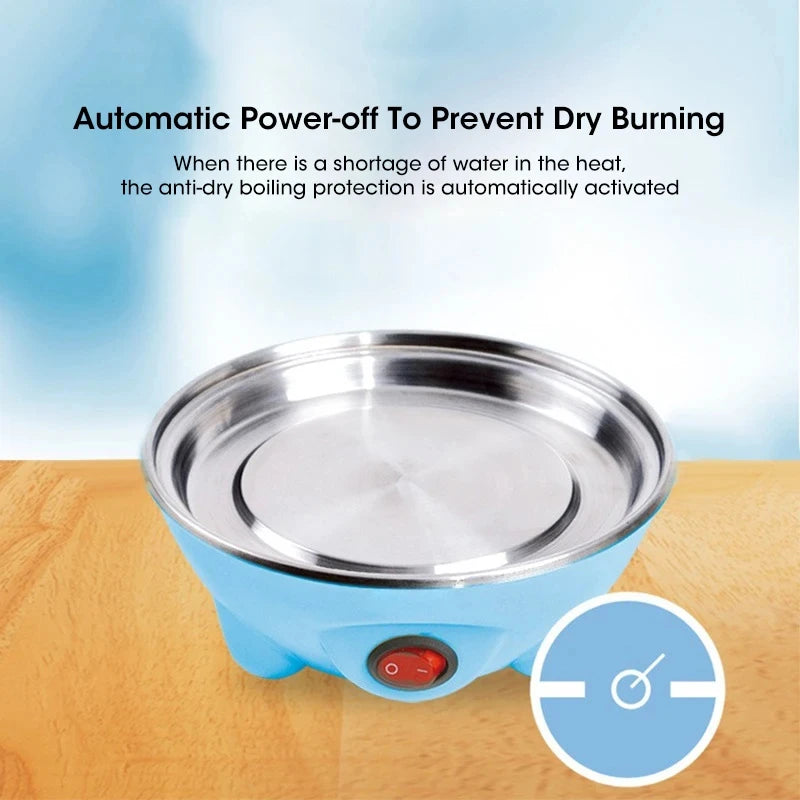 7-Egg Capacity Automatic Egg Cooker Multi-Functional Steamed Egg Boiled Custard Maker Home Breakfast Kitchen Appliance