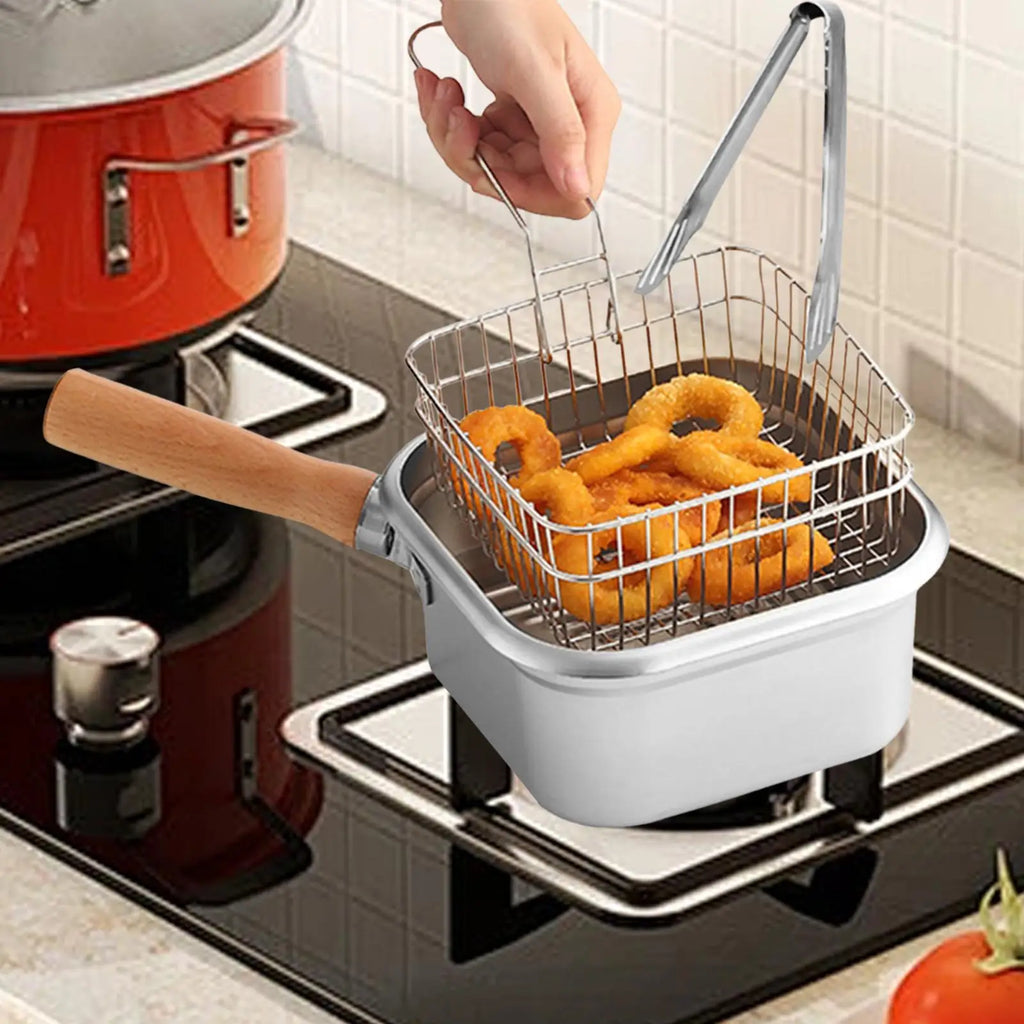 Small Deep Fryer Pot Portable Multipurpose 2500ml Comfortable Handle Stainless Steel Cooking Pot for Stock Chicken Fries