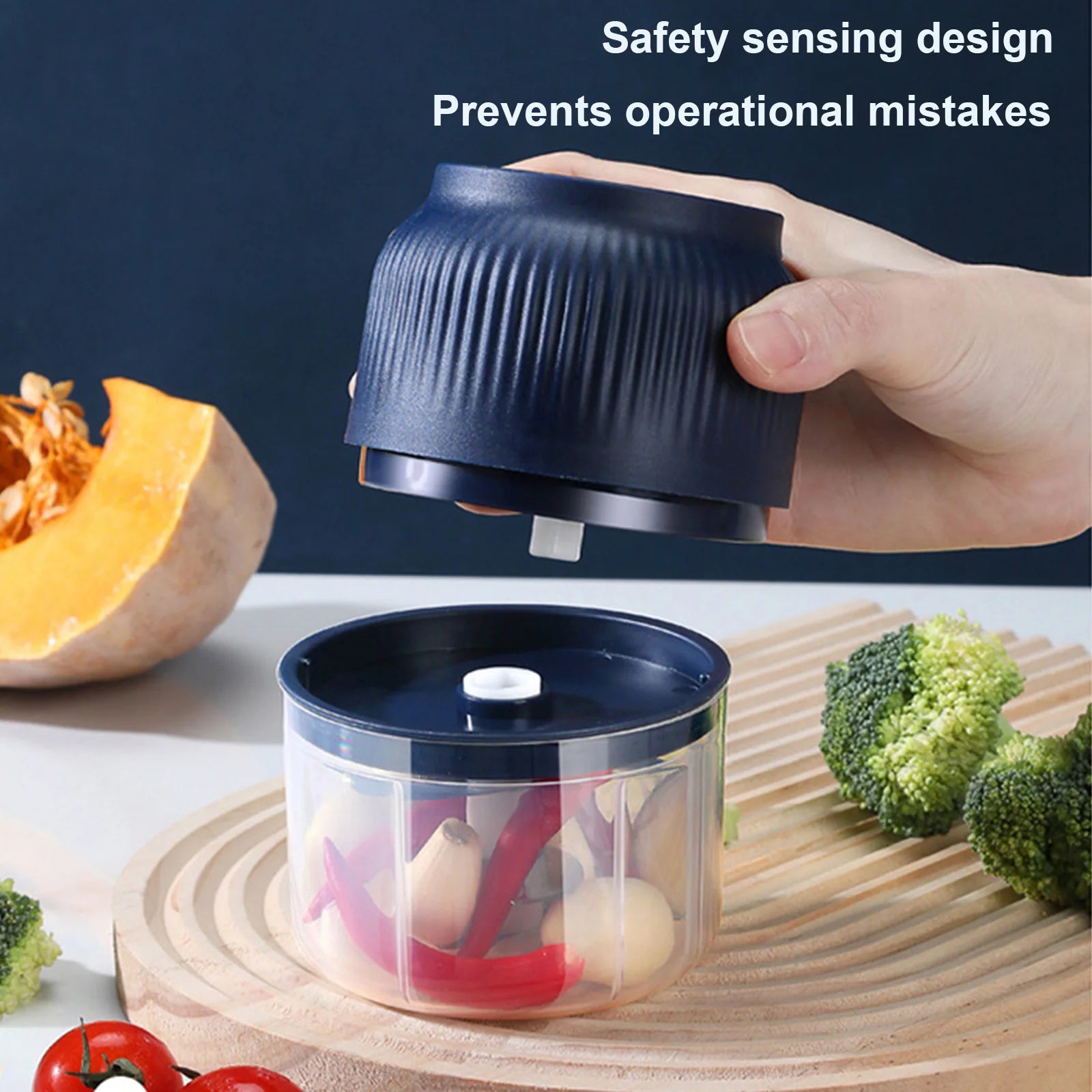 Electric Garlic Chopper 300ML Portable Cordless Mini Food Chopper Rechargeable for Nuts Chili Onion Minced Meat and Spices