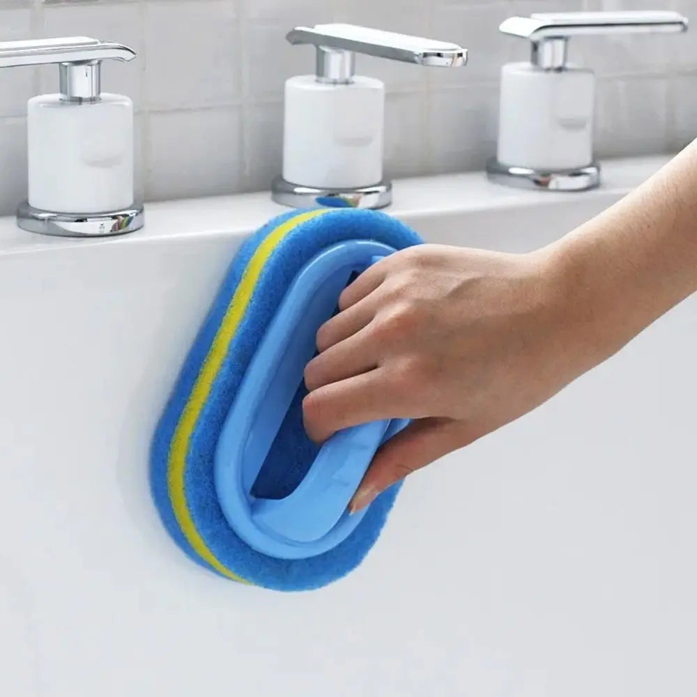Multi Functional Cleaning Sponge with Handle for Kitchen Bathroom Tile Glass Bathtub Stain Removal Easy Grip Design