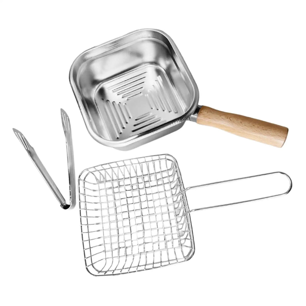 Small Deep Fryer Pot Portable Multipurpose 2500ml Comfortable Handle Stainless Steel Cooking Pot for Stock Chicken Fries