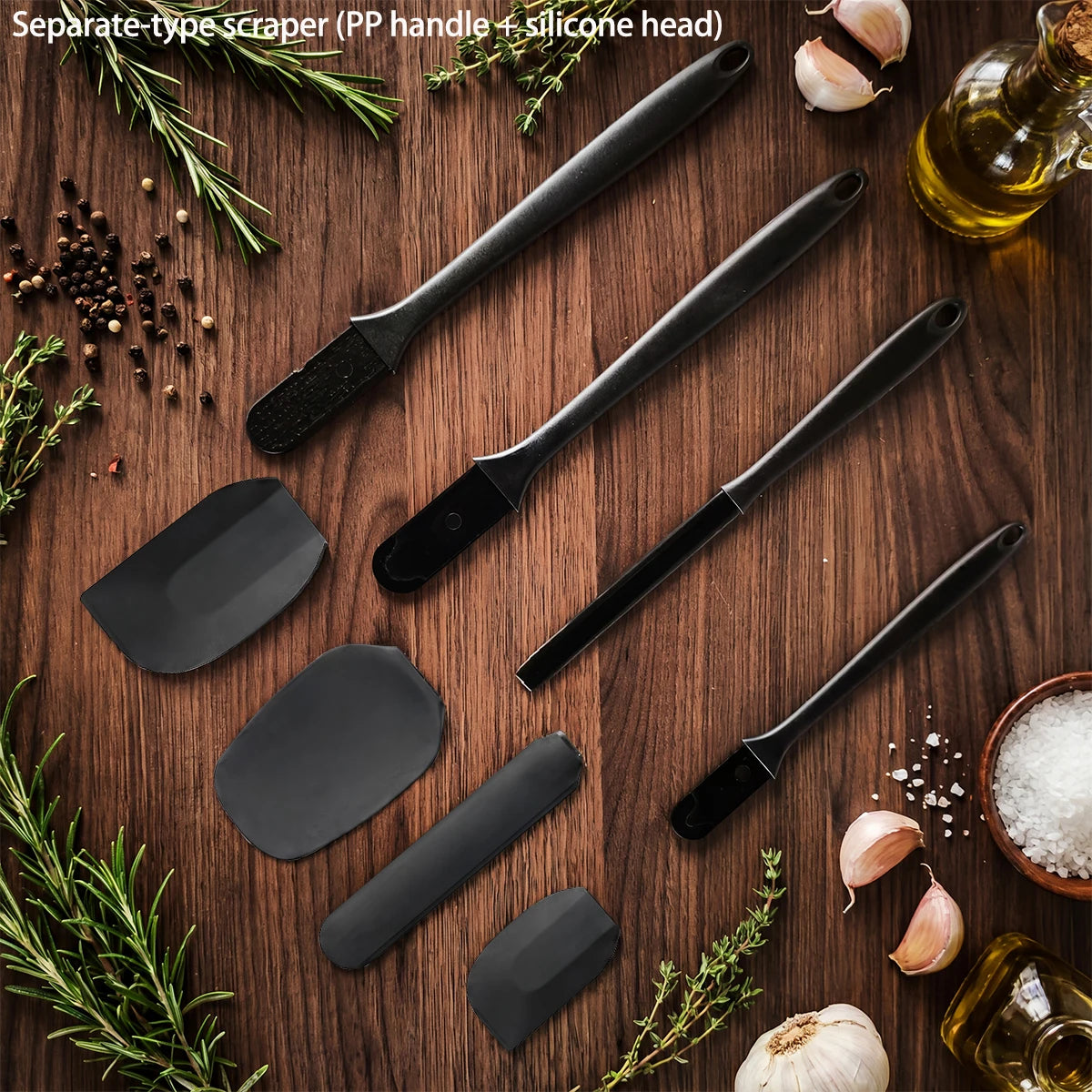 Silicone Kitchenware 6-Piece Set, Cream Scraper, Spatula, Oil Brush, Size Scraper Set Baking Tool, Non-Integrated Hand