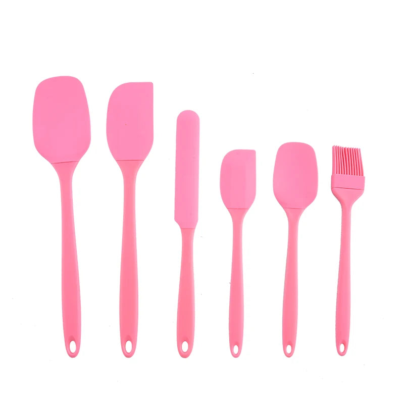 Silicone Kitchenware 6-Piece Set, Cream Scraper, Spatula, Oil Brush, Size Scraper Set Baking Tool, Non-Integrated Hand