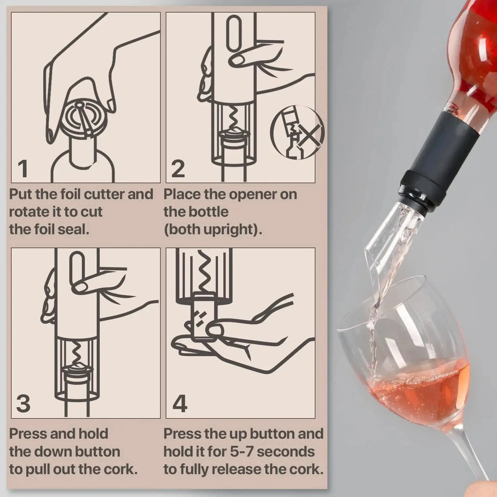 Electric Wine Bottle Opener Automatic Red Wine Corkscrew Rechargeable Wine Opener One-click Button Wine Tools Kitchen Products