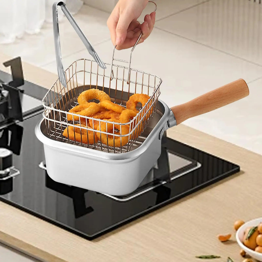 Small Deep Fryer Pot Portable Multipurpose 2500ml Comfortable Handle Stainless Steel Cooking Pot for Stock Chicken Fries