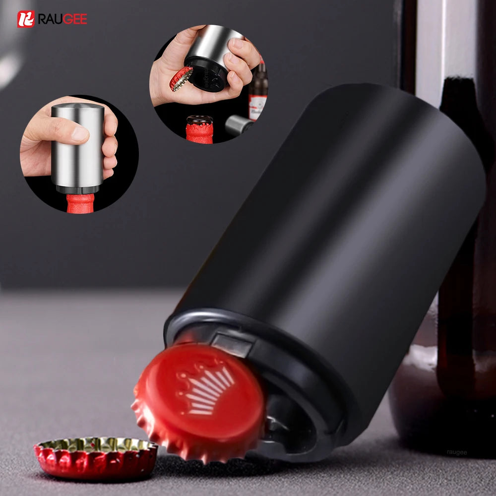 Magnetic Automatic Beer Bottle Opener Portable Push Down Beer Corkscrew Quick Bottle Cap Opener for Bars Home Beer Bottle Opener