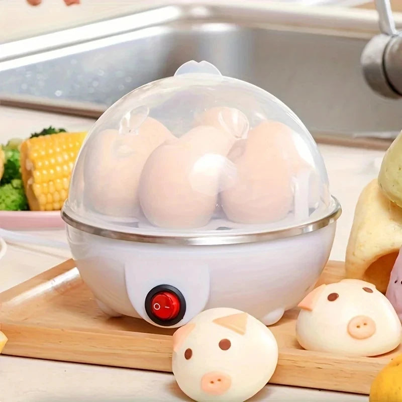 7-Egg Capacity Automatic Egg Cooker Multi-Functional Steamed Egg Boiled Custard Maker Home Breakfast Kitchen Appliance