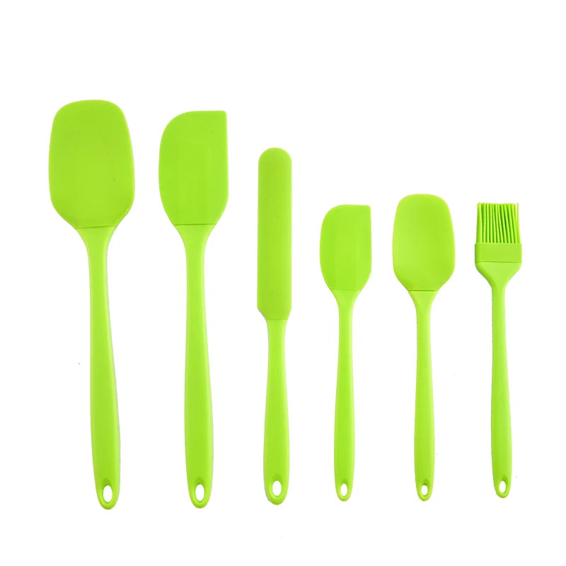 Silicone Kitchenware 6-Piece Set, Cream Scraper, Spatula, Oil Brush, Size Scraper Set Baking Tool, Non-Integrated Hand