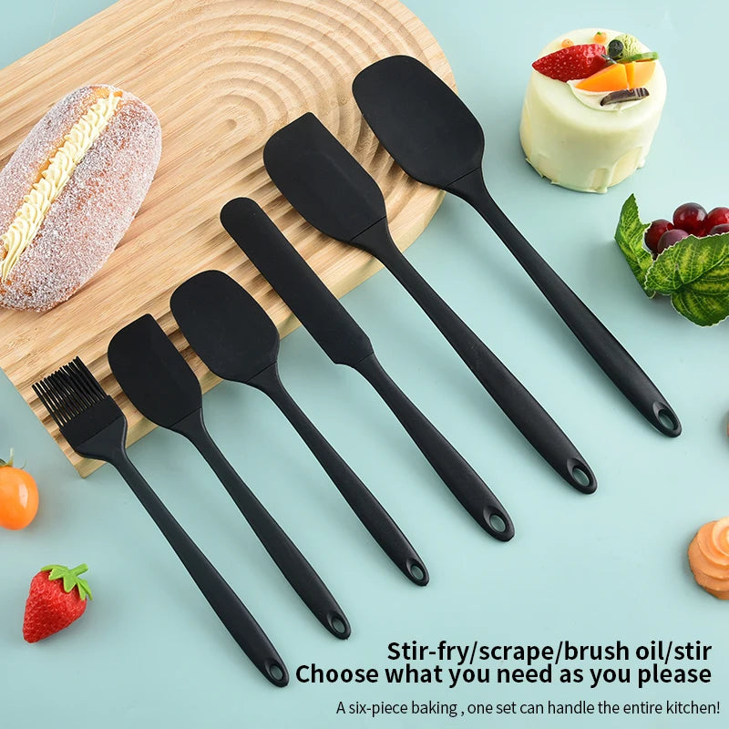 Silicone Kitchenware 6-Piece Set, Cream Scraper, Spatula, Oil Brush, Size Scraper Set Baking Tool, Non-Integrated Hand