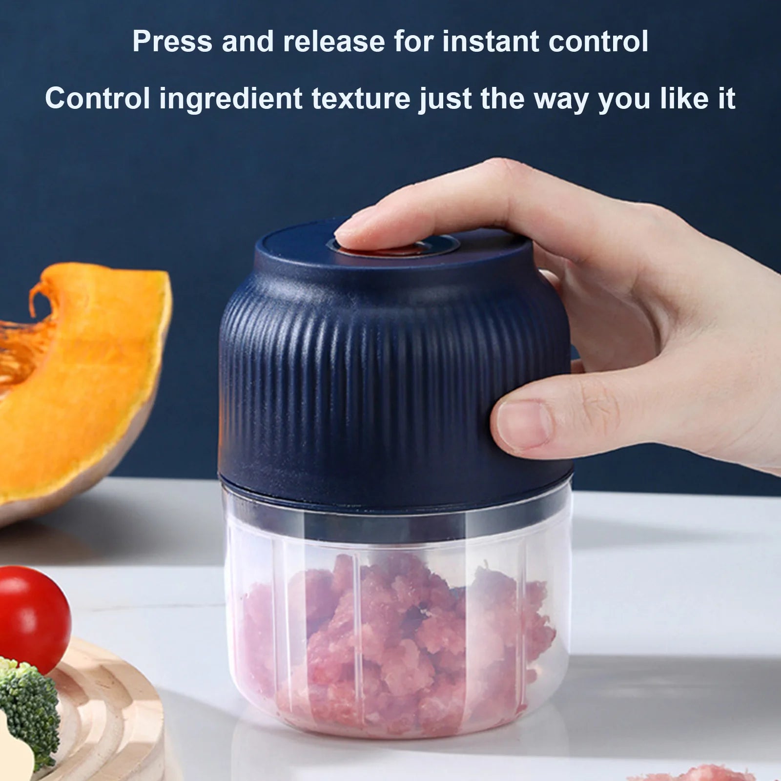 Electric Garlic Chopper 300ML Portable Cordless Mini Food Chopper Rechargeable for Nuts Chili Onion Minced Meat and Spices