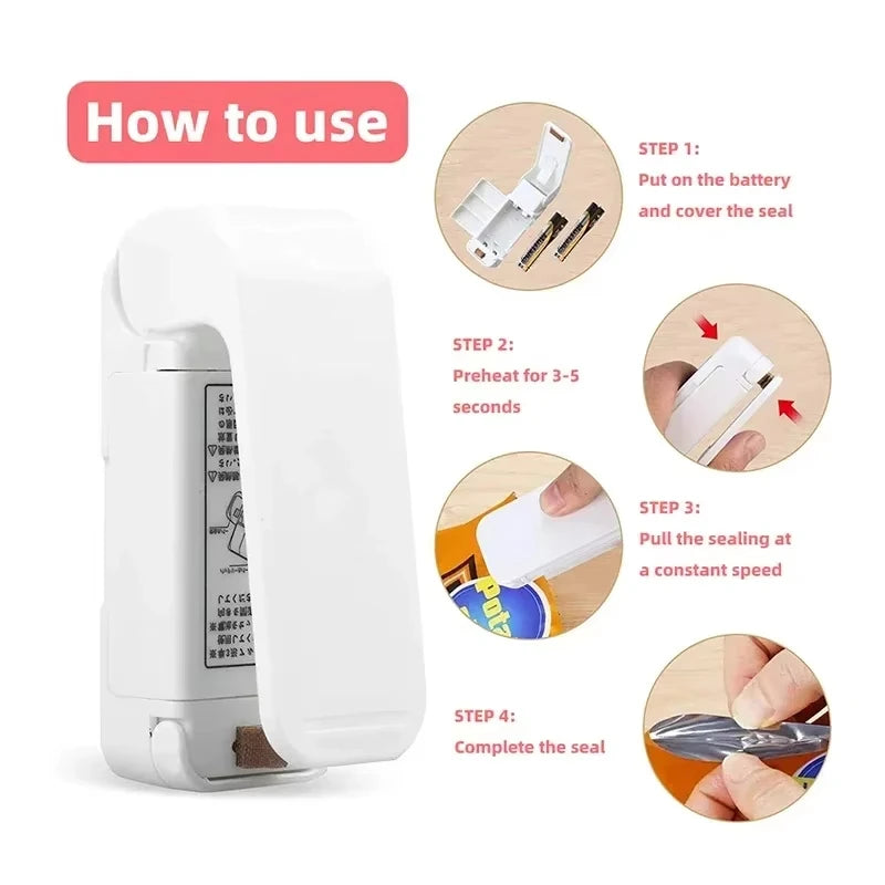 Portable Heat Bag Sealing Machine Package Sealer Bags Plastic Food Bag Closure  Food Packaging Heat Sealer Kitchen Gadget